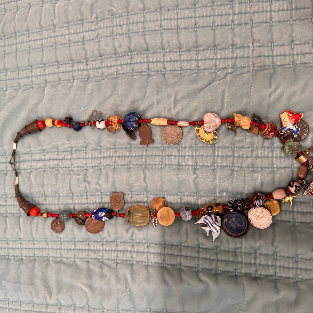 Unique Charm Necklace with Colorful Beads